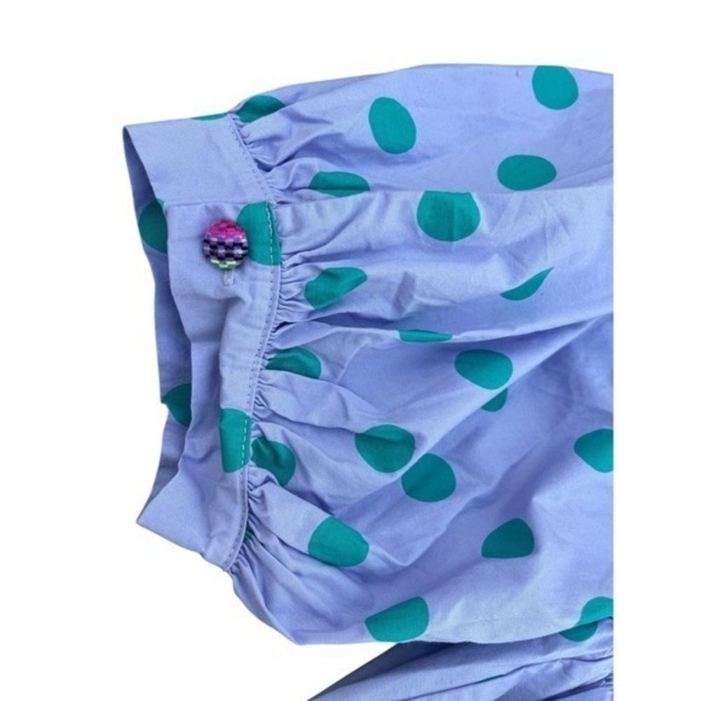 Pitusa Polka Dot Smocked Puff Sleeve Girls Brunch Mini Dress Purple Small - Picture 4 of 4